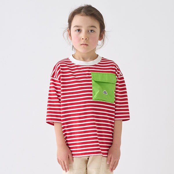 ボーダー配色ポケットビッグT