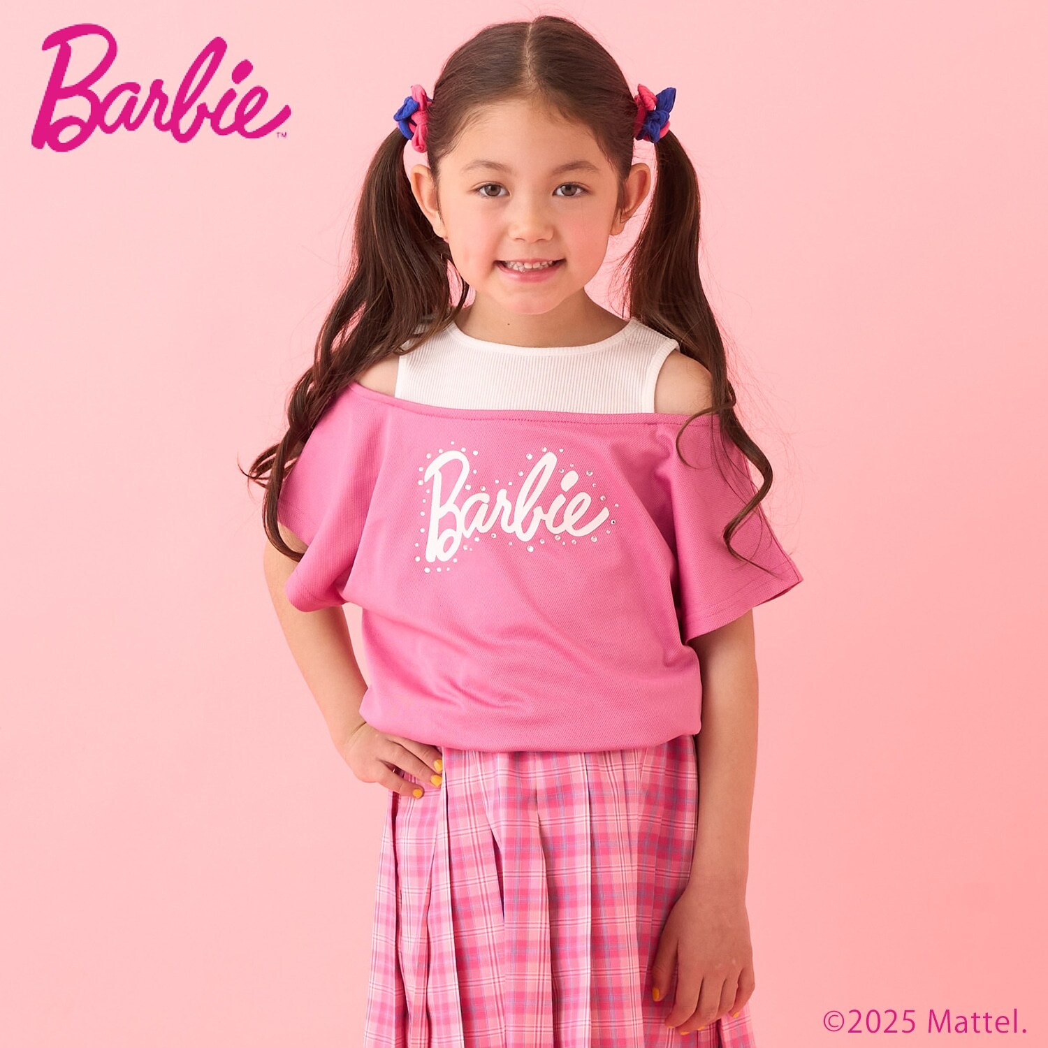 【防汚撥水】【Barbie】重ね着風Tシャツ