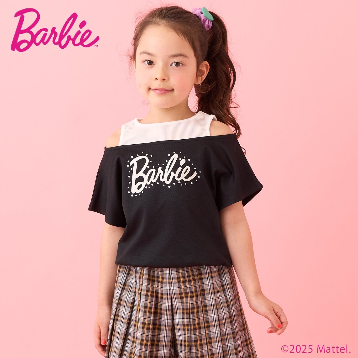 【防汚撥水】【Barbie】重ね着風Tシャツ