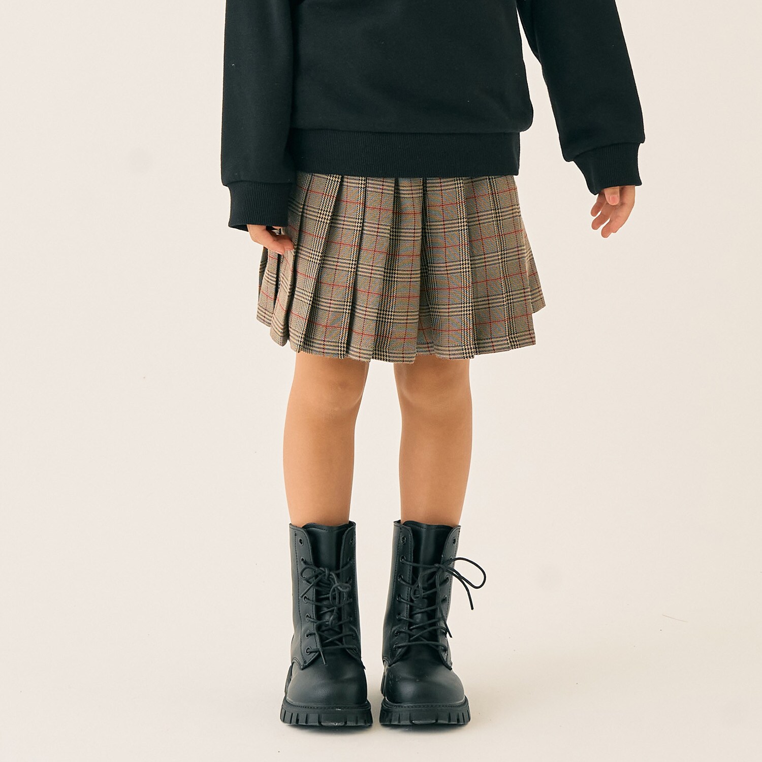 グレンチェック　プリーツキュロット