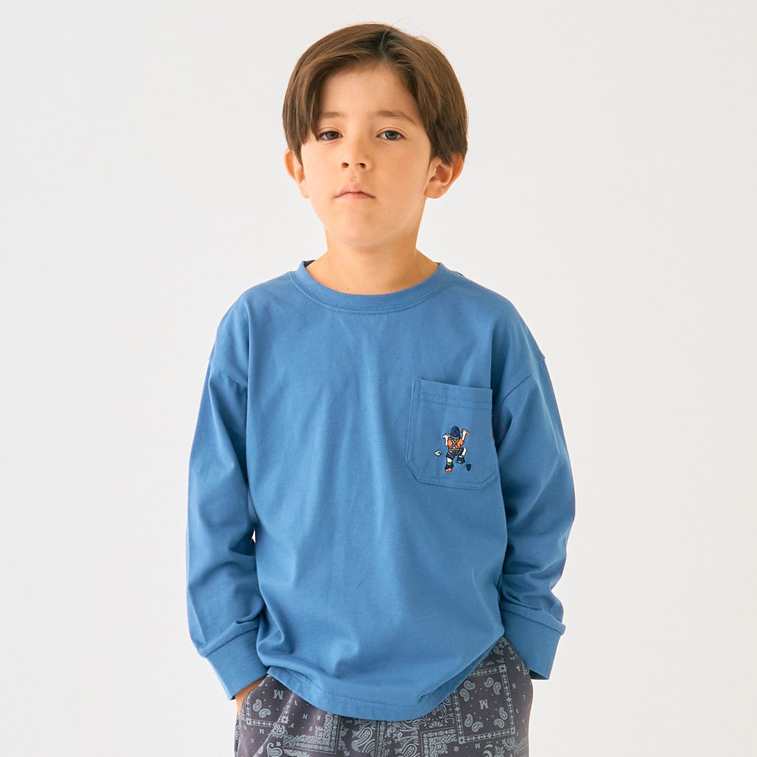 【防汚加工】アウトドアポケット刺しゅうロンT