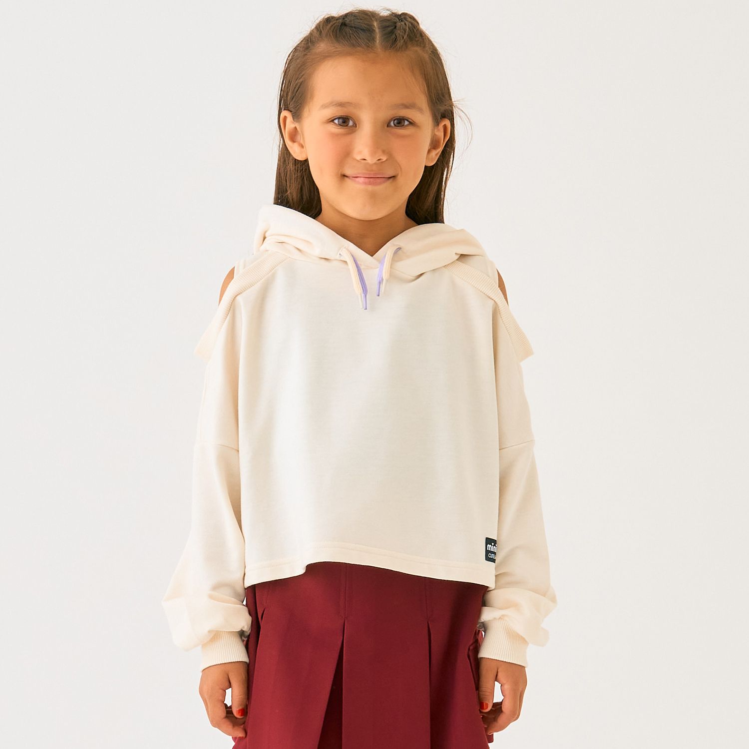 短丈肩だしミニ裏毛トレーナー