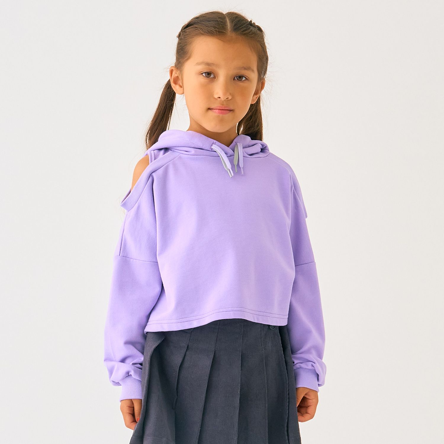 短丈肩だしミニ裏毛トレーナー