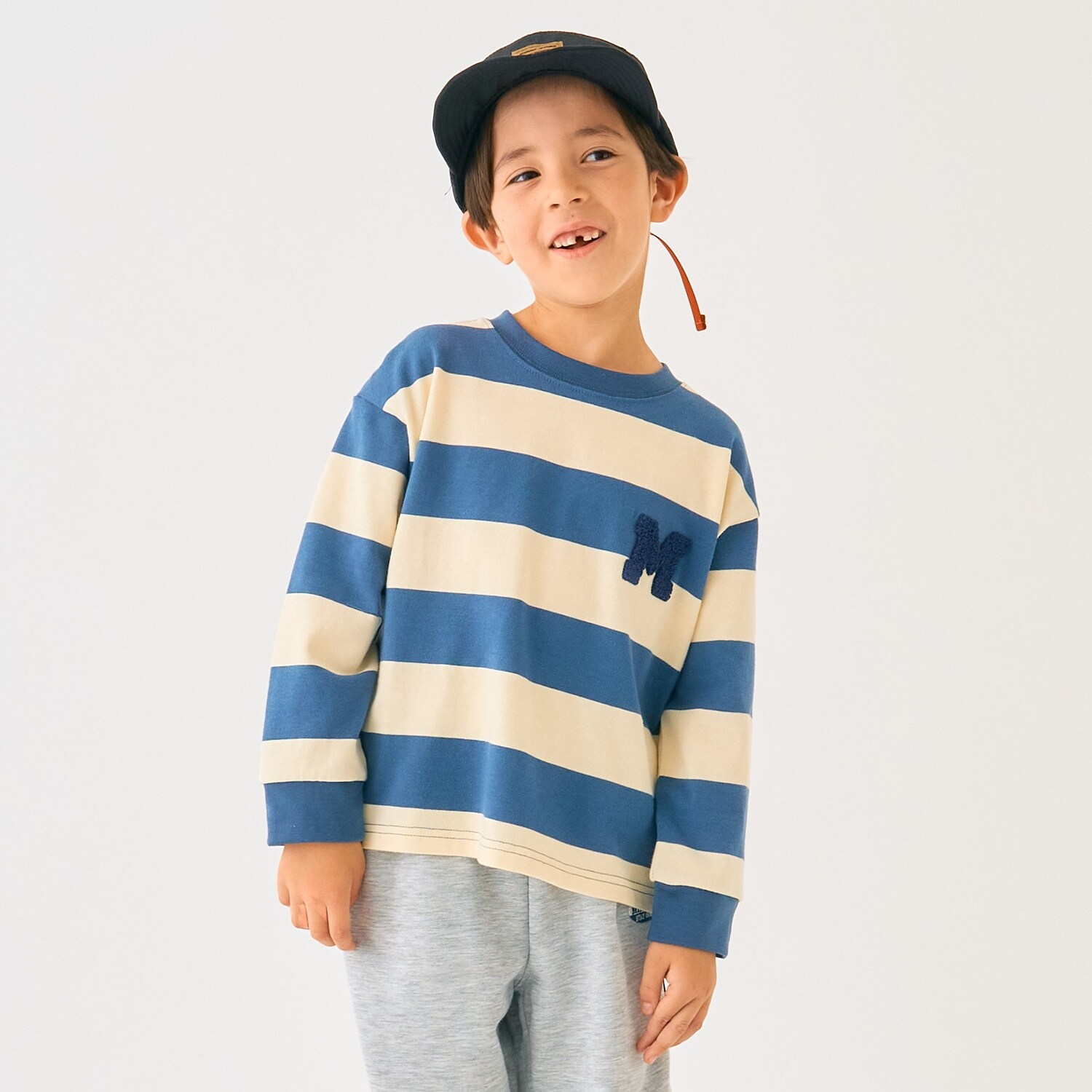 ボーダーサガラ刺しゅうロンT