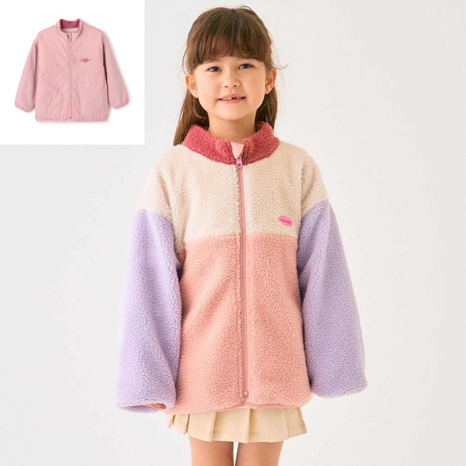 リバーシブル配色ボアアウター