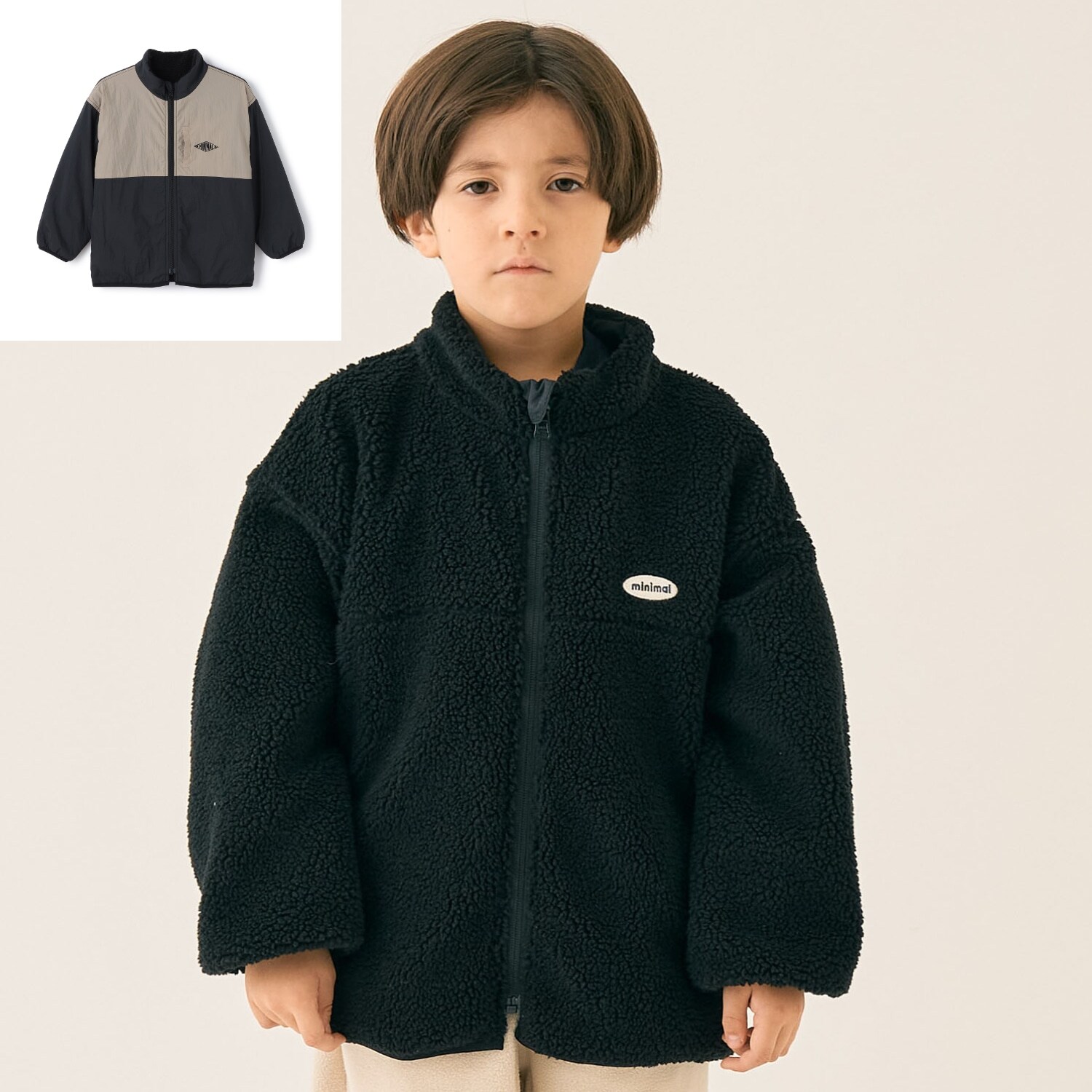 リバーシブル配色ボアアウター