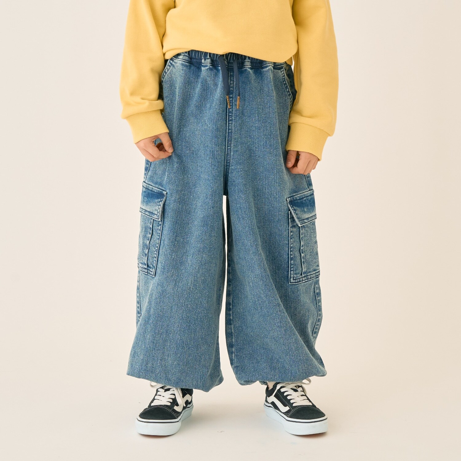 【ストレッチ】デニムカーゴパンツ