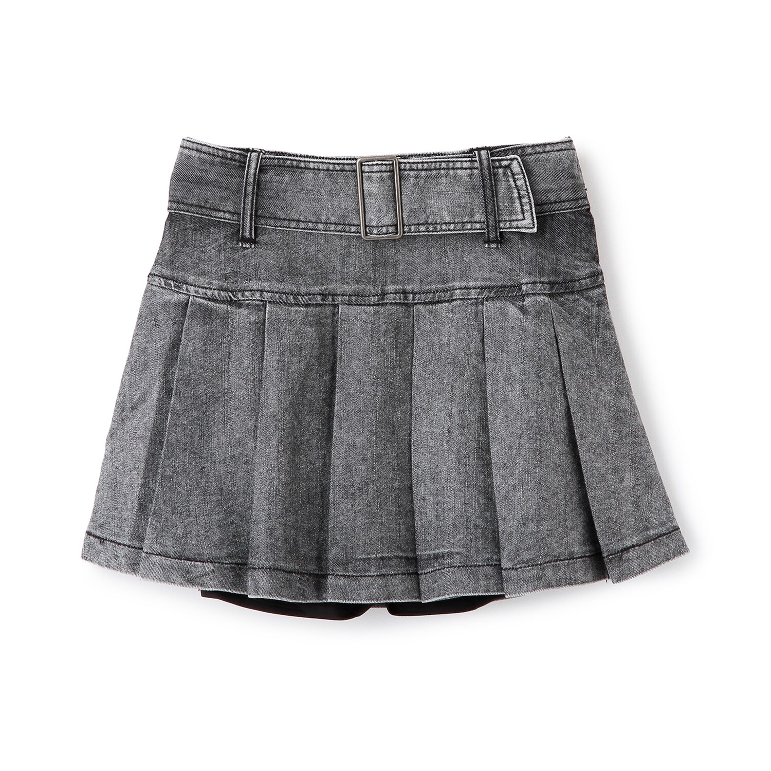 【インナーパンツつき】ベルトつきデニムスカート