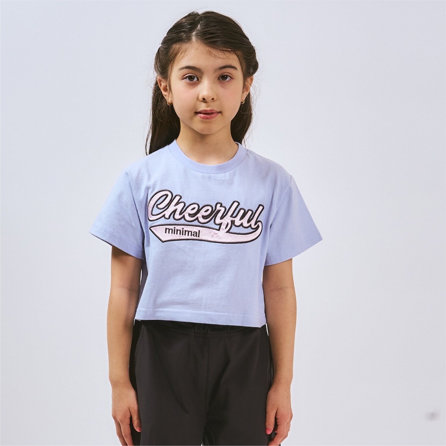 【綿100%】ロゴアップリケクロップド半袖Tシャツ