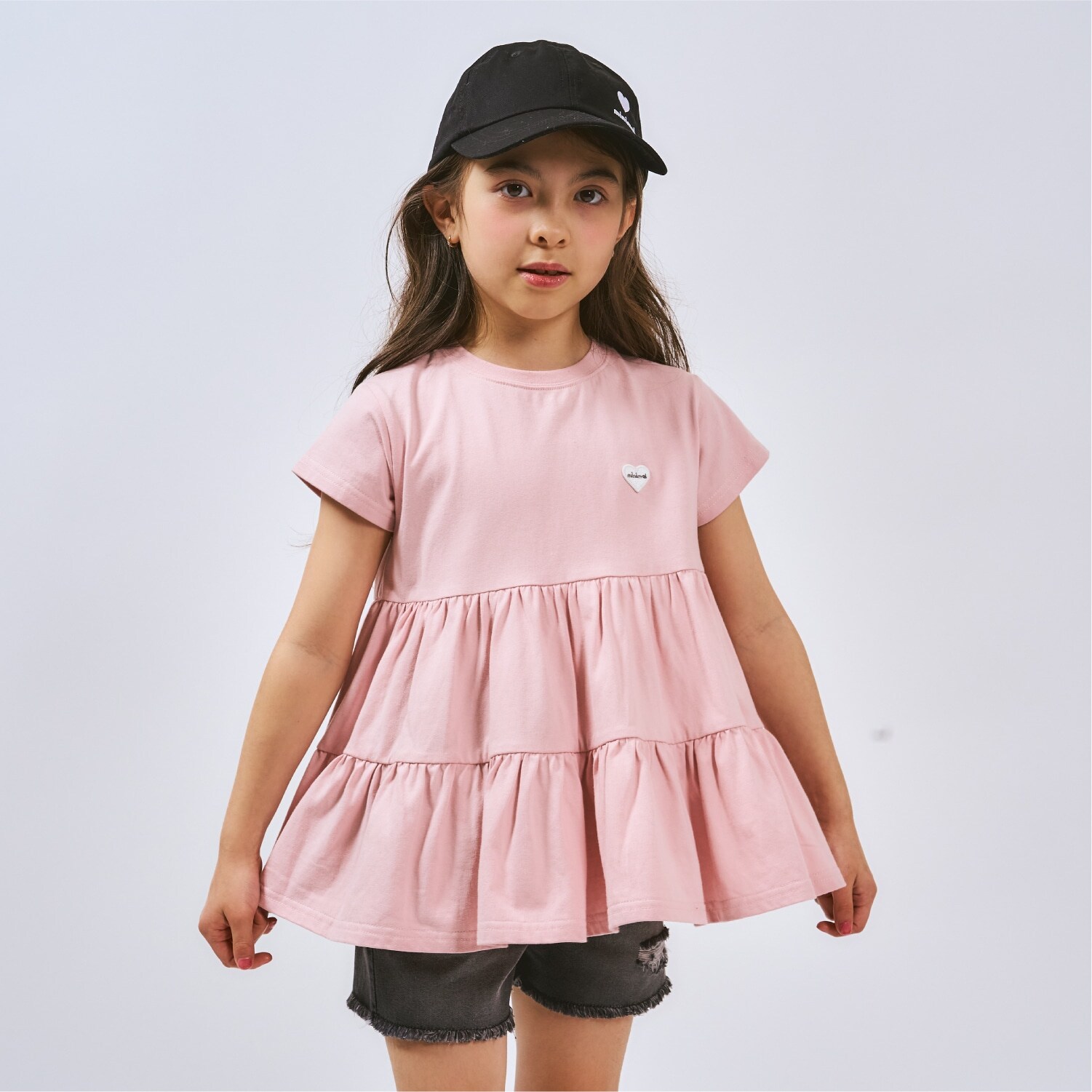 【綿100%】半袖ティアードチュニック