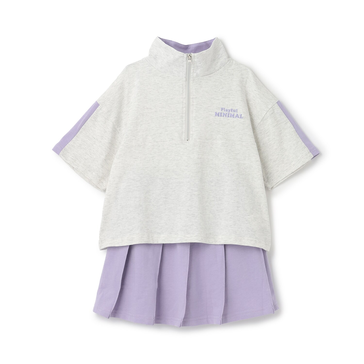 【即コーデ完成】【綿100%】ハーフジップ・スカパンセットアップ