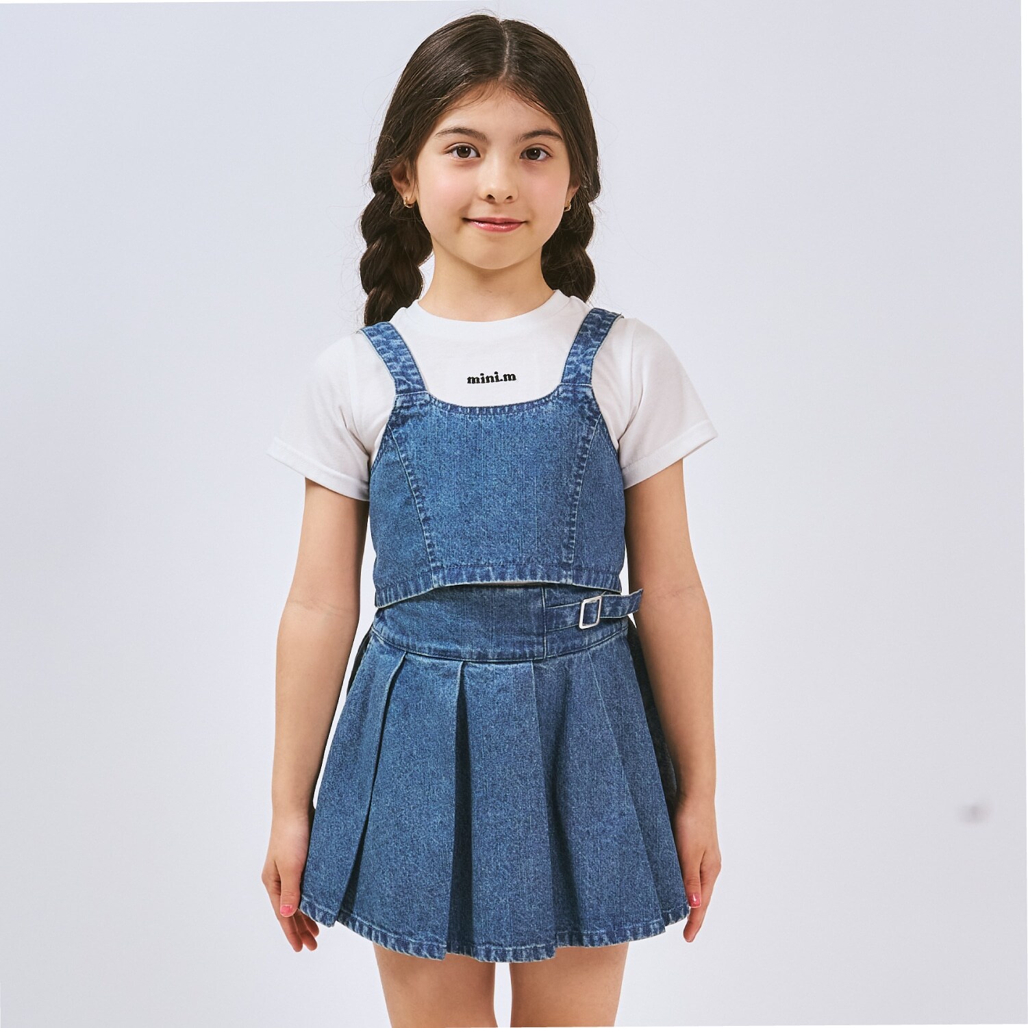 【即コーデ完成】【インナーつき】デニムビスチェ・プリーツスカートセットアップ