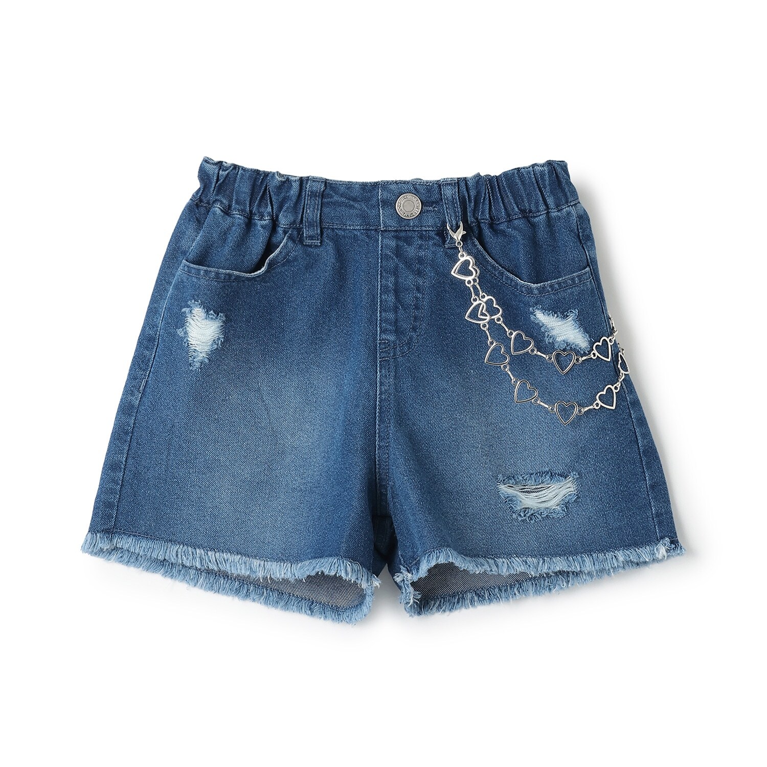 【チェーンベルトつき】デニムショートパンツ