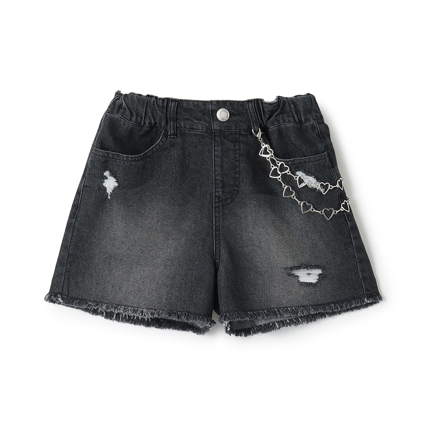 【チェーンベルトつき】デニムショートパンツ