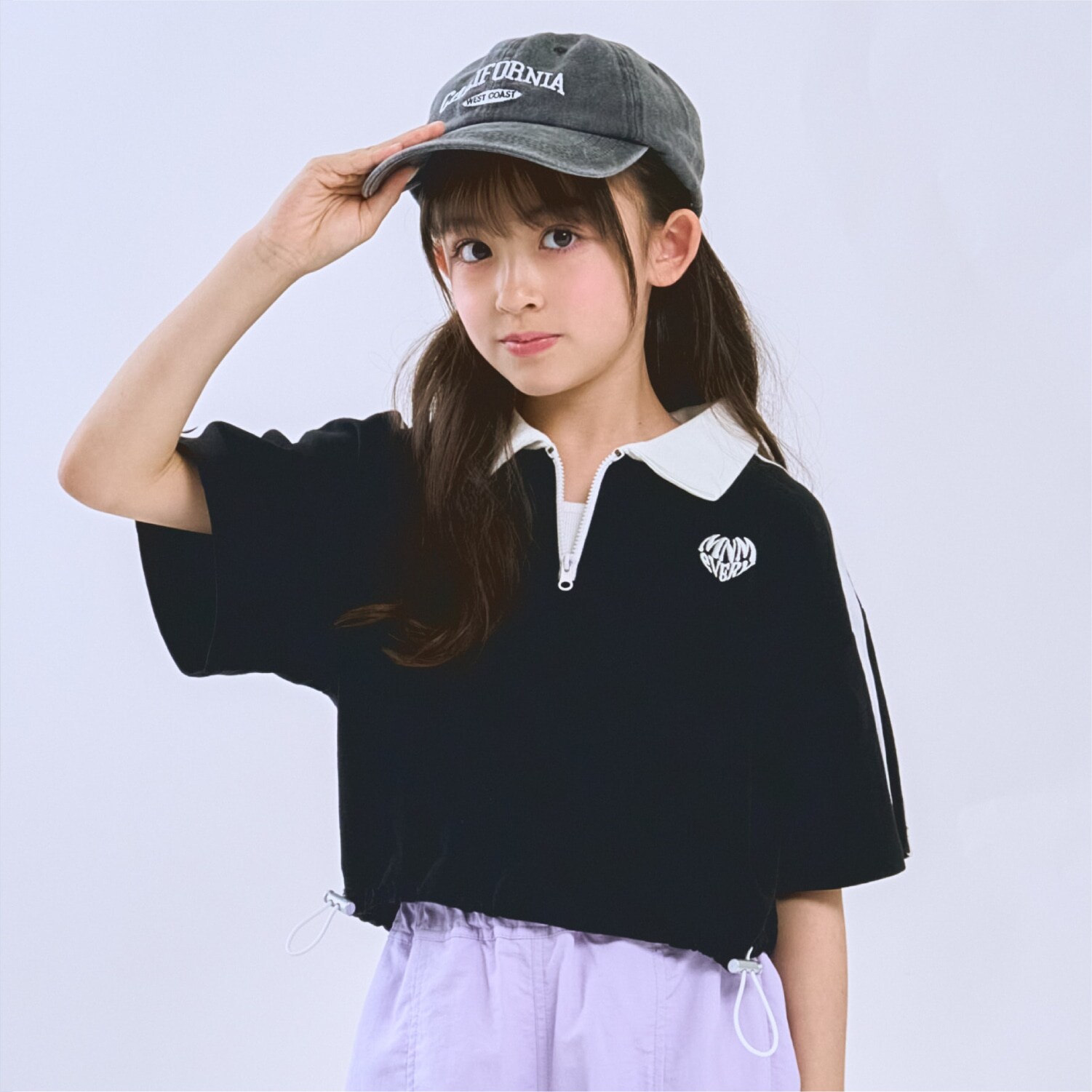 【インナーつき】ハーフジップクロップド半袖Tシャツセット
