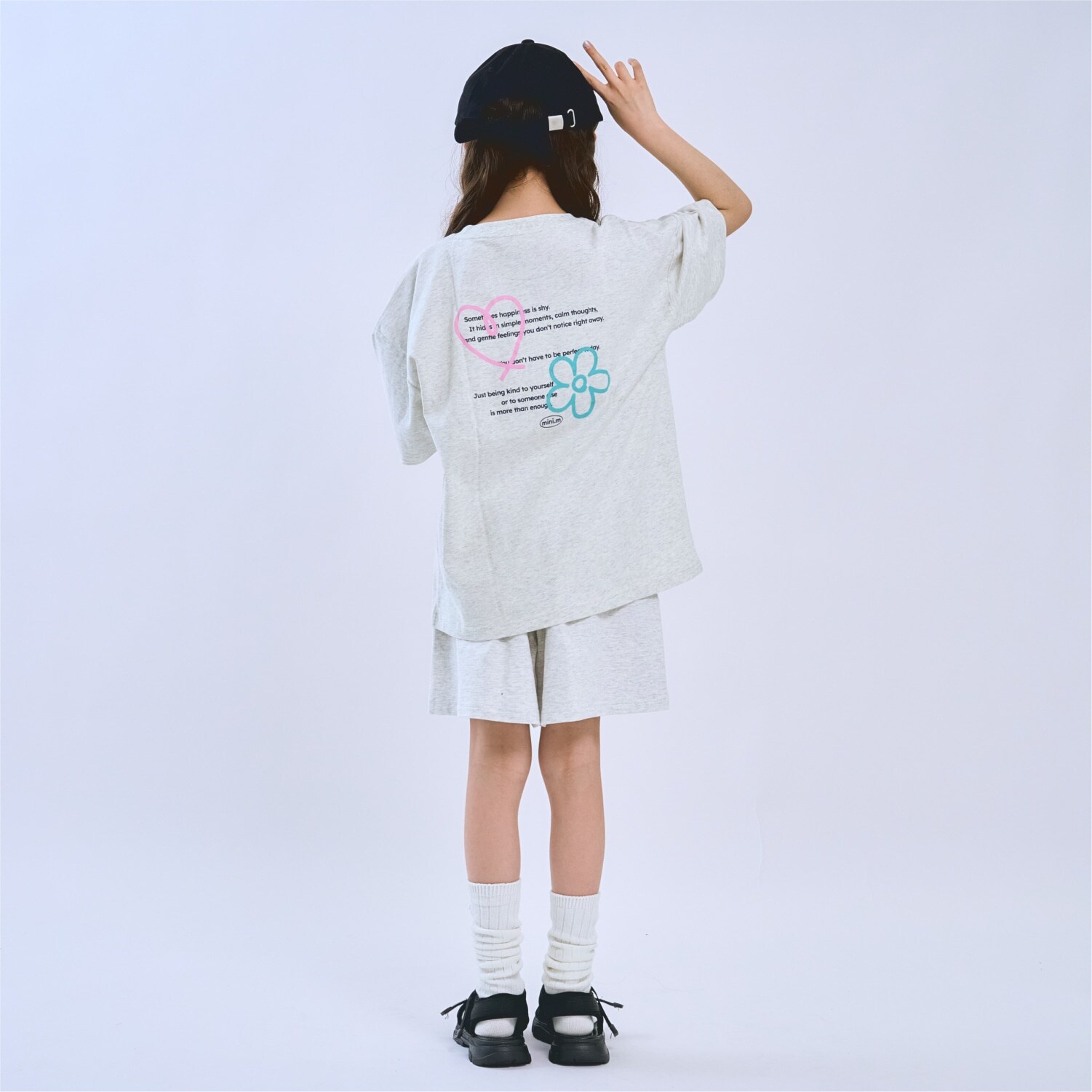 【綿100】スプレーバックプリント半袖Tシャツセットアップ