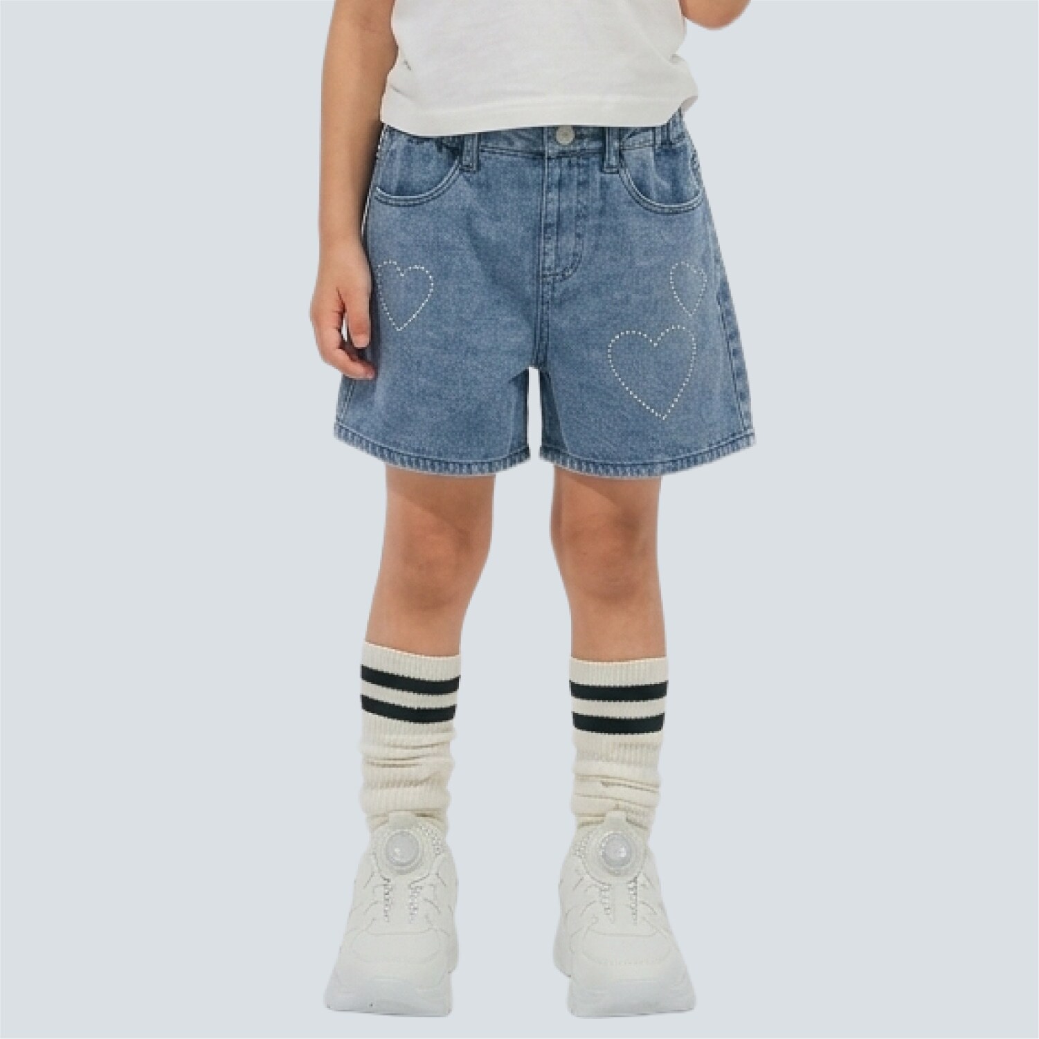 ラインストーンデニムショートパンツ