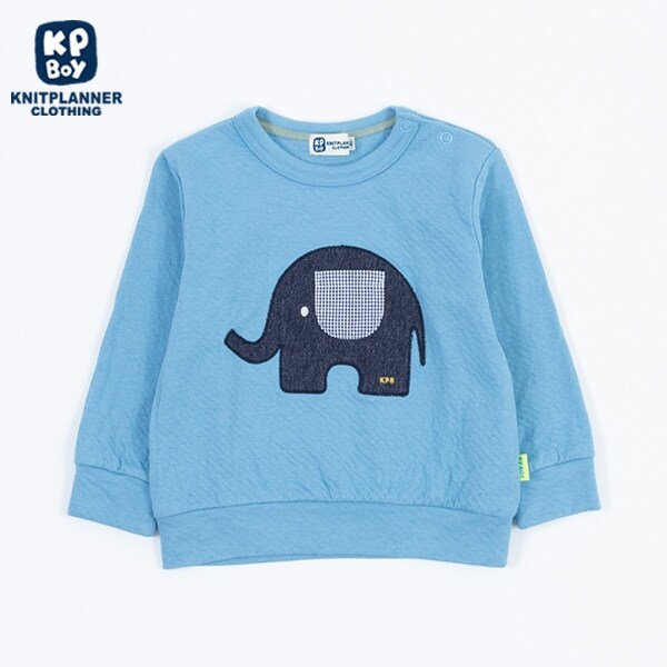 ぞうモチーフ接結長袖Tシャツ(80～90)