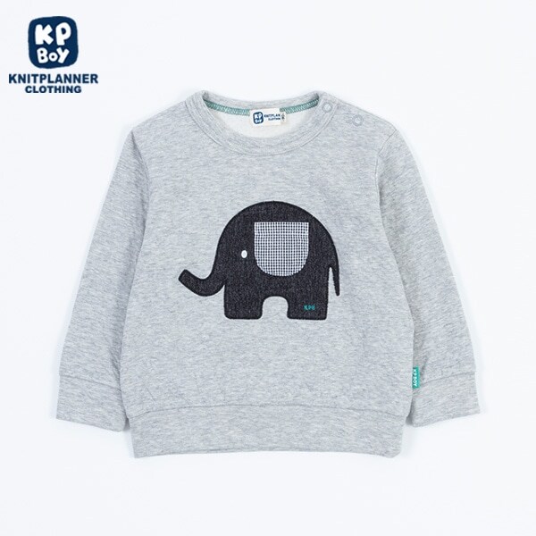 ぞうモチーフ接結長袖Tシャツ(80～90)