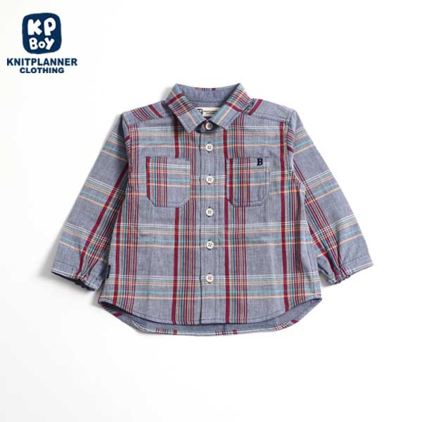 チェック柄長袖シャツ(90)