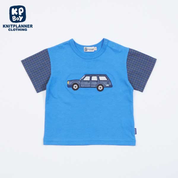 車アップリケ半袖Tシャツ(80～90)