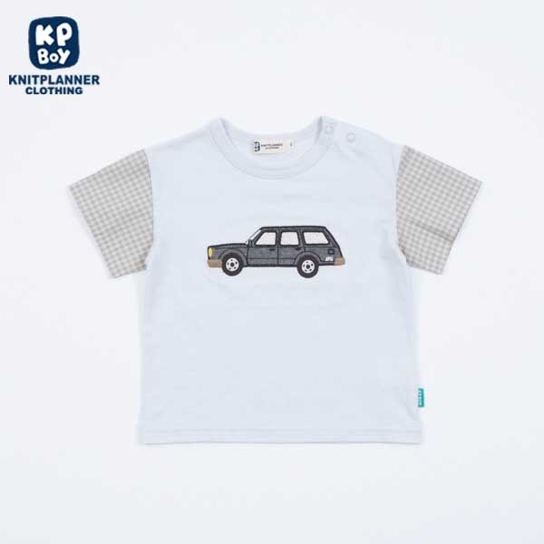 車アップリケ半袖Tシャツ(80～90)