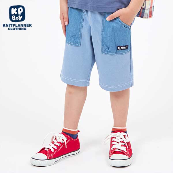 デニムライクなハーフパンツ(100～130)