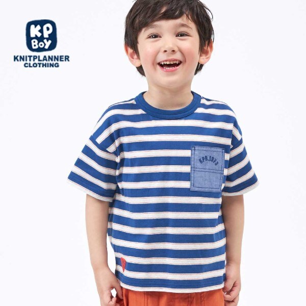 マルチボーダー5分丈袖シャツ(110～130)