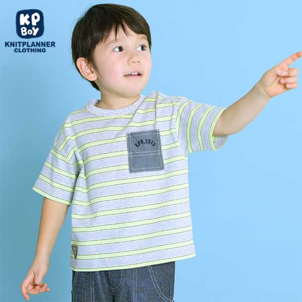マルチボーダー5分丈袖シャツ(110～130)