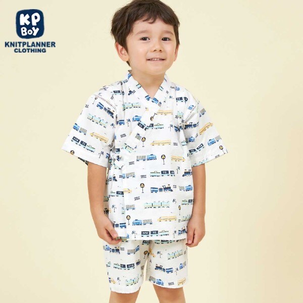 KPBOY(ケーピーボーイ)電車プリント甚平