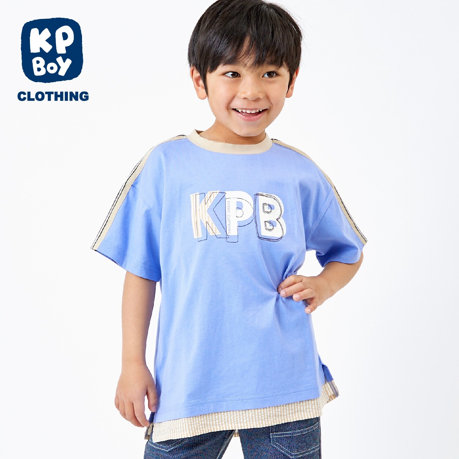 肩ニットテープKPBグラフィック裾レイヤードTシャツ