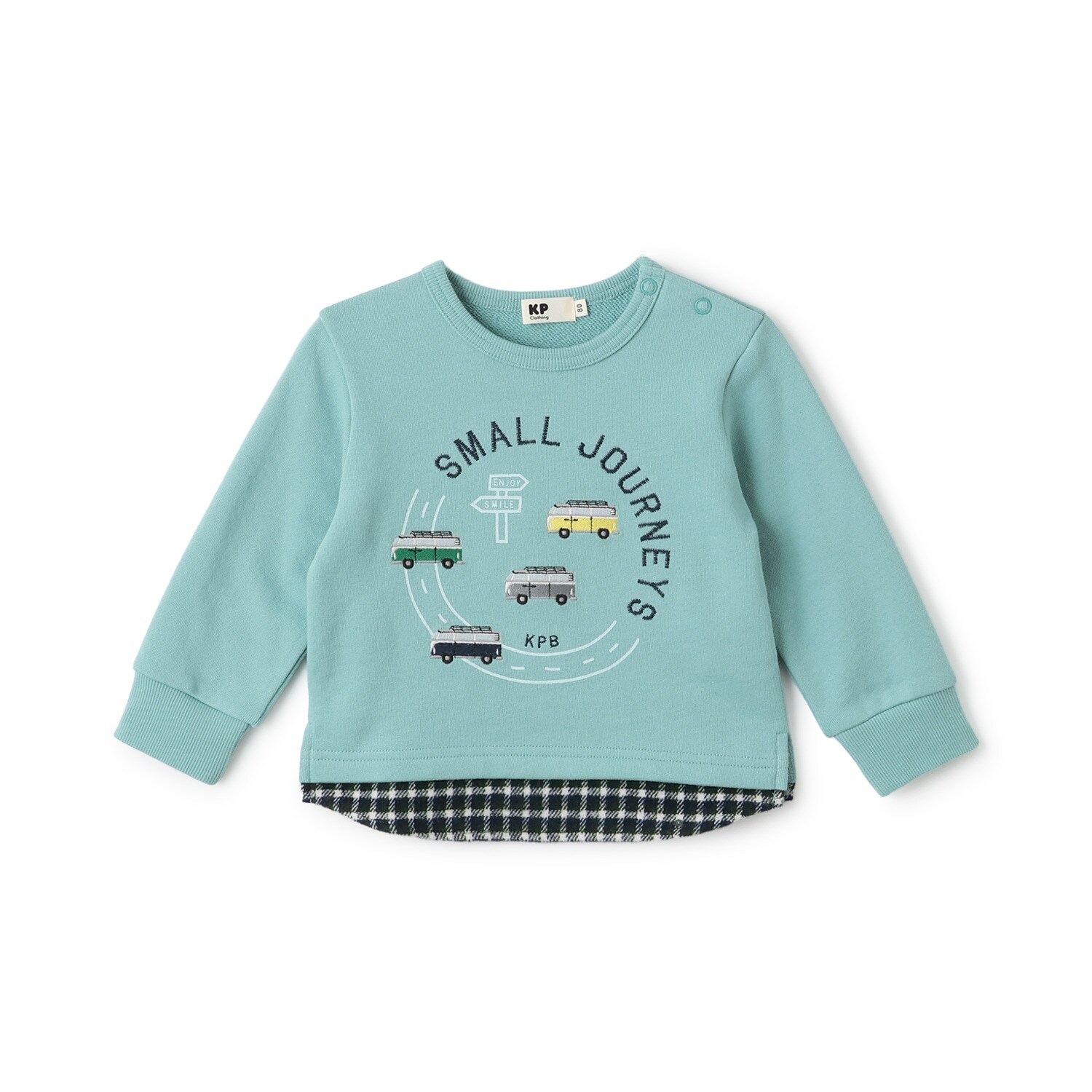 車刺シュウ×裾チェック トレーナー