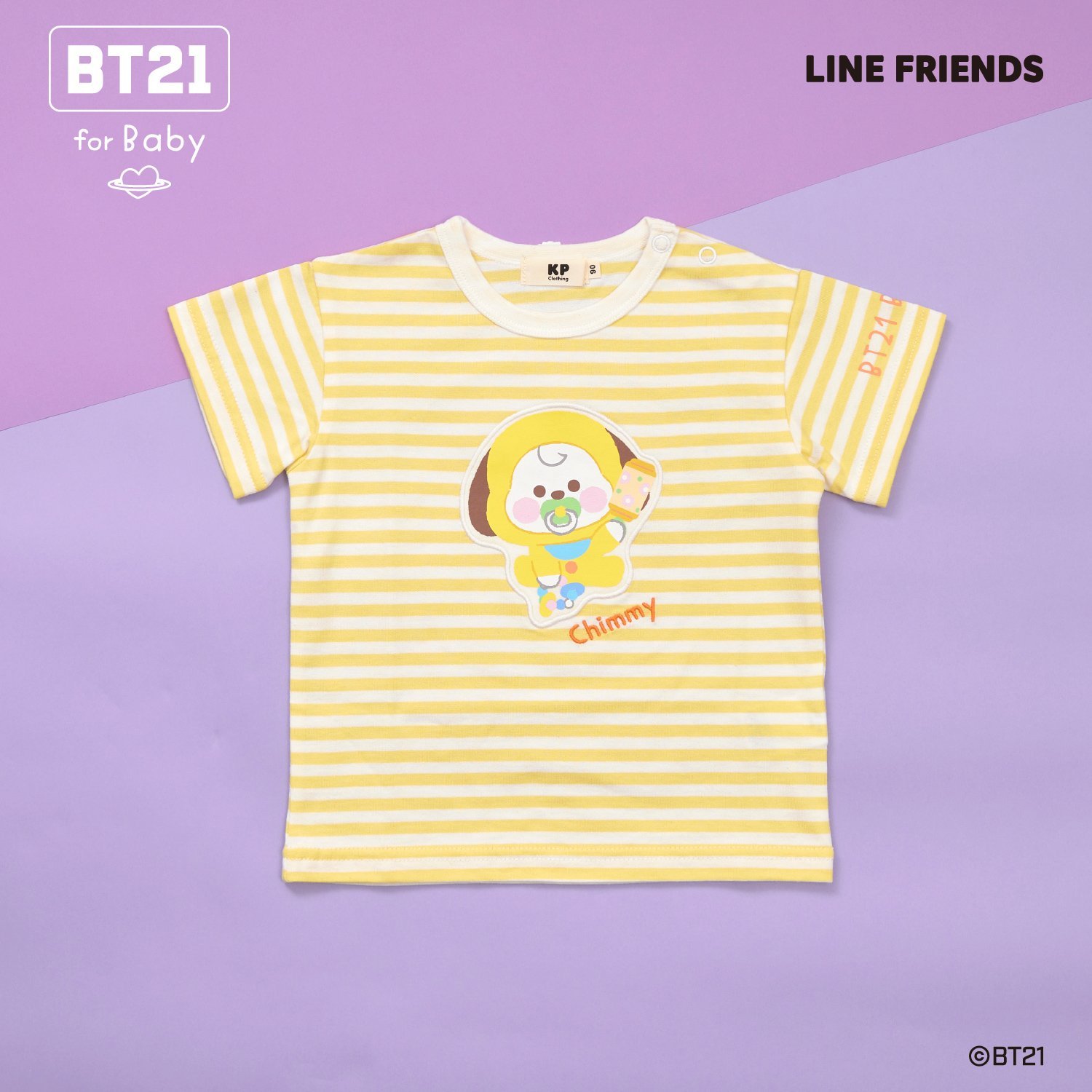 【BT21】アップリケボーダー半袖Tシャツ