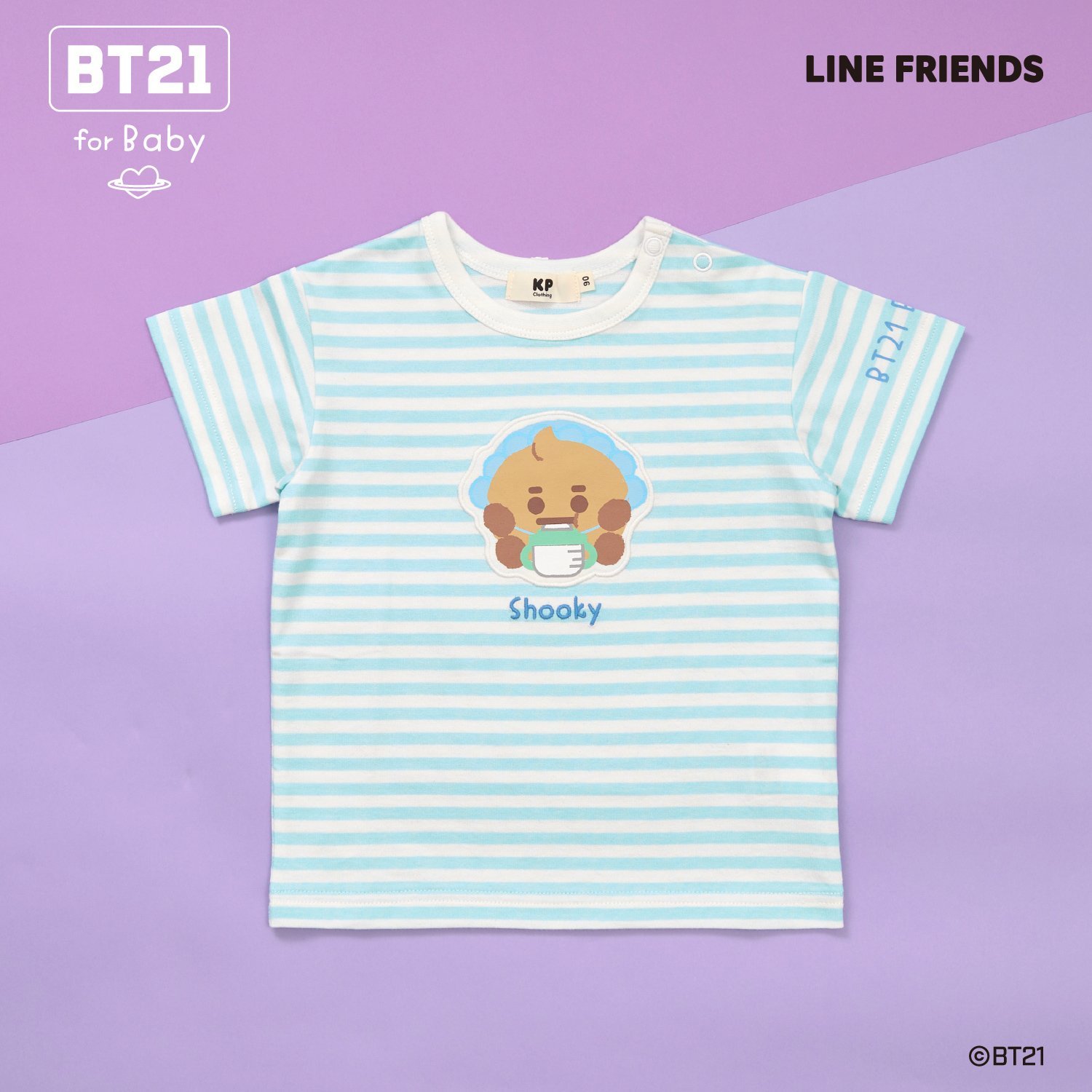 【BT21】アップリケボーダー半袖Tシャツ