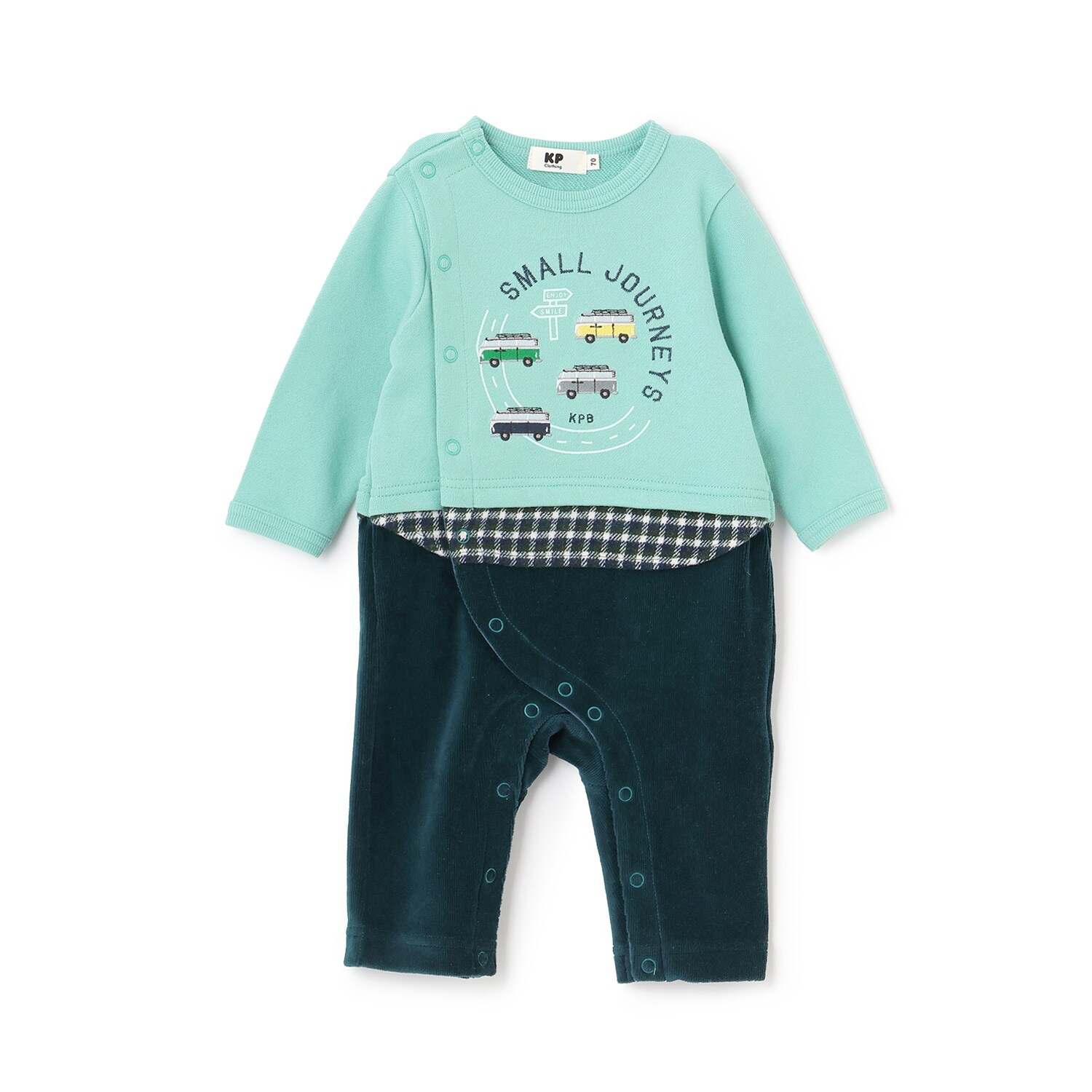 車刺しゅう 裏毛×ニットコール カバーオール