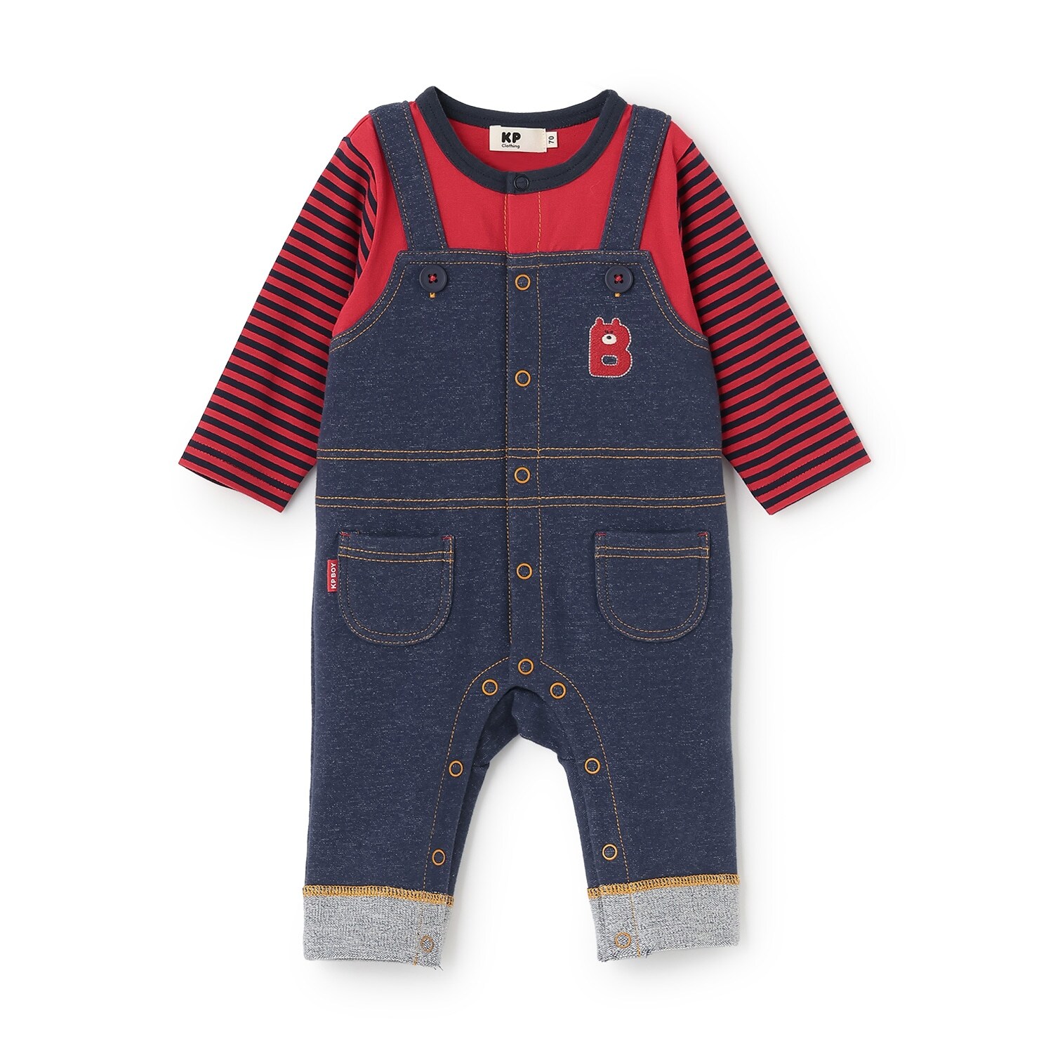 レイヤード風ストレッチ裏毛 カバーオール