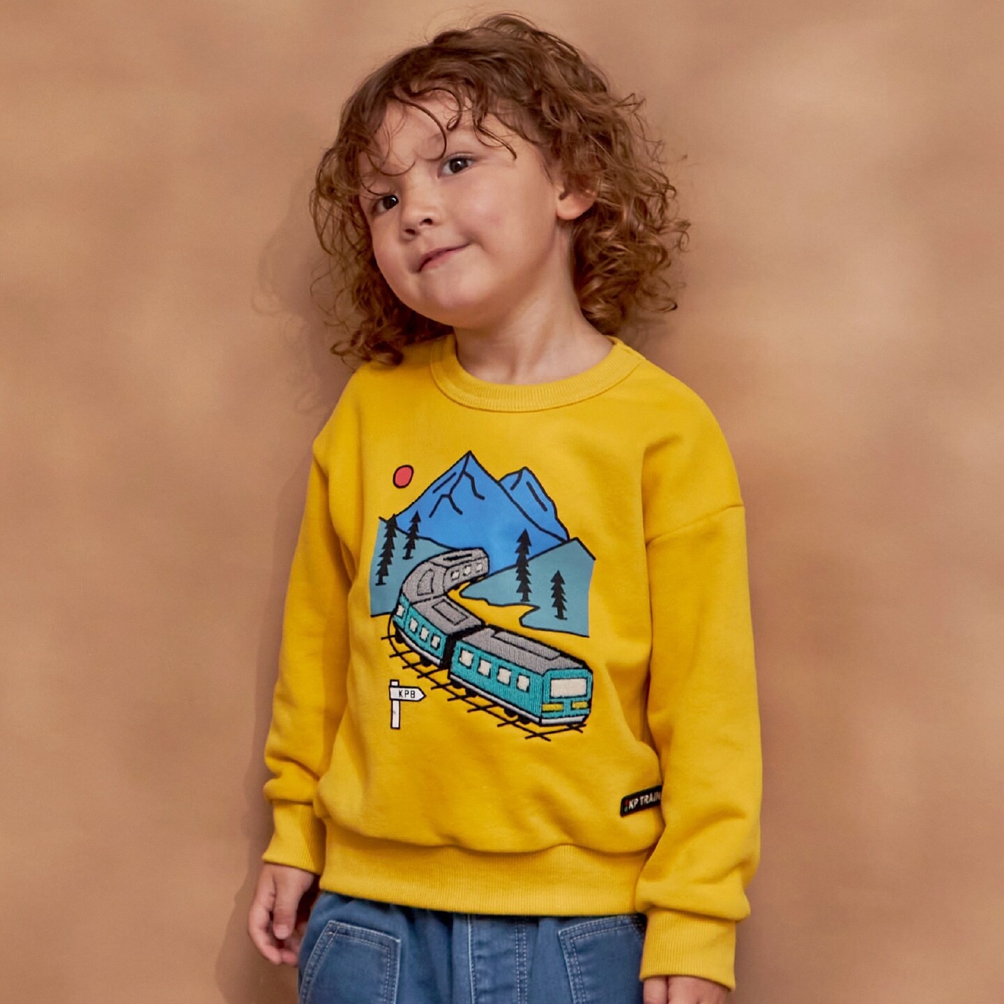 電車サガラ刺シュウ トレーナー 【吸湿発熱】