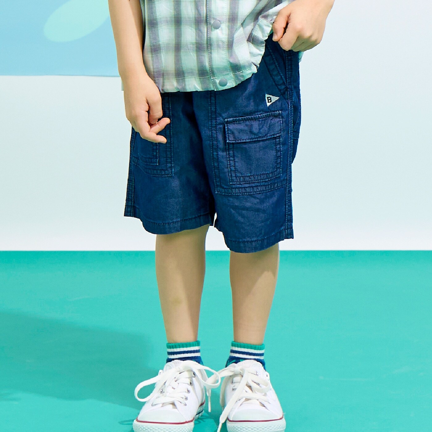 【冷感デニム】 ハーフパンツ