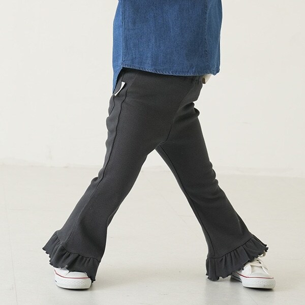 【防汚加工】裾フリルリブパンツ