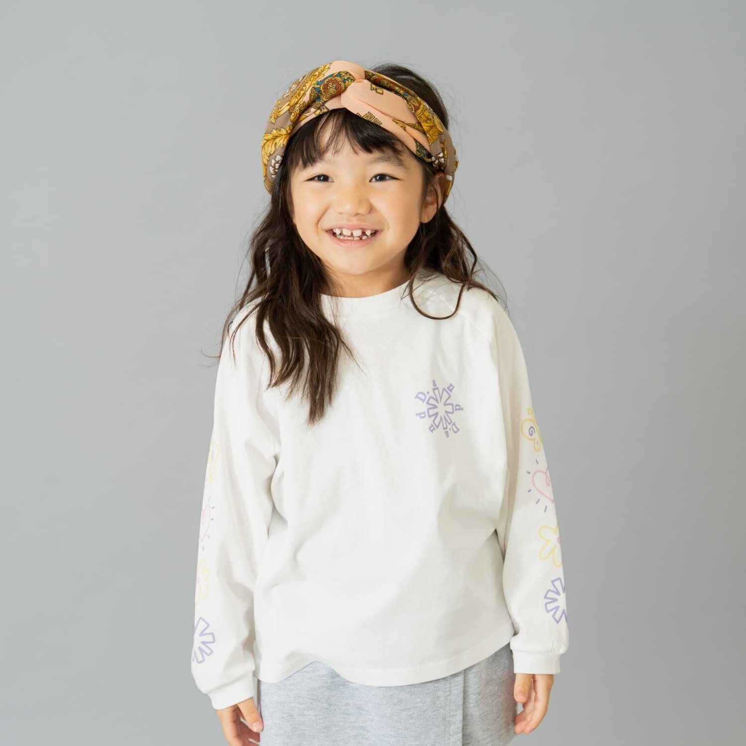 【綿100】【365D.】袖プリントドルマンロンT