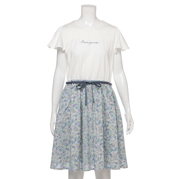 リバティプリントシャーリングワンピース