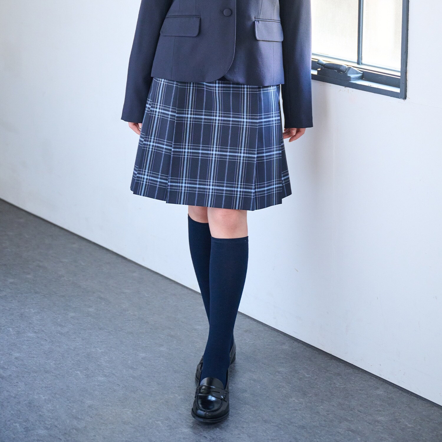 【卒服】【家庭洗濯可】サイドプリーツチェックスカート