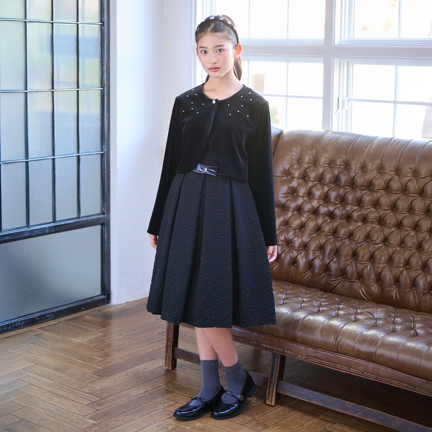 パニエつきノースリーブドレス×ボレロセット