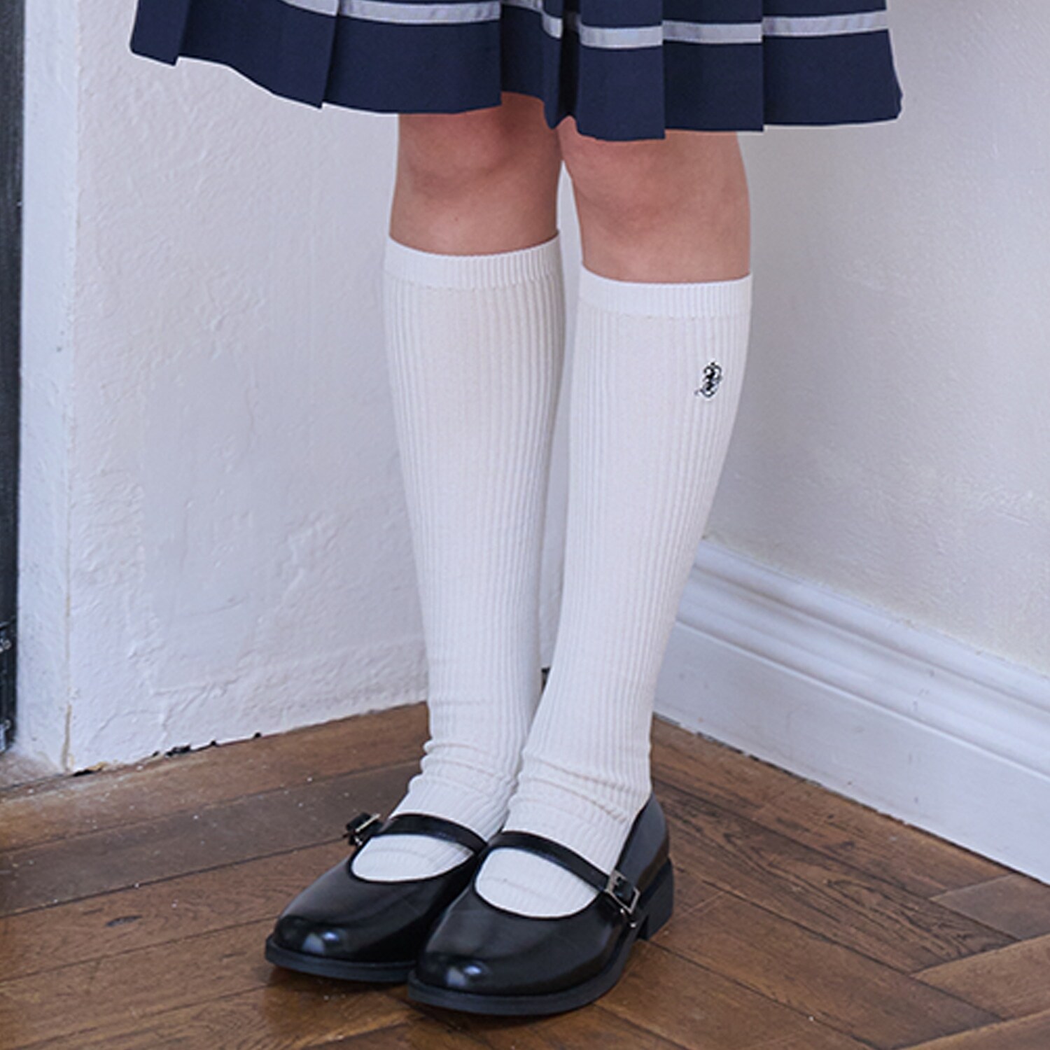 【卒服】細リブハイソックス