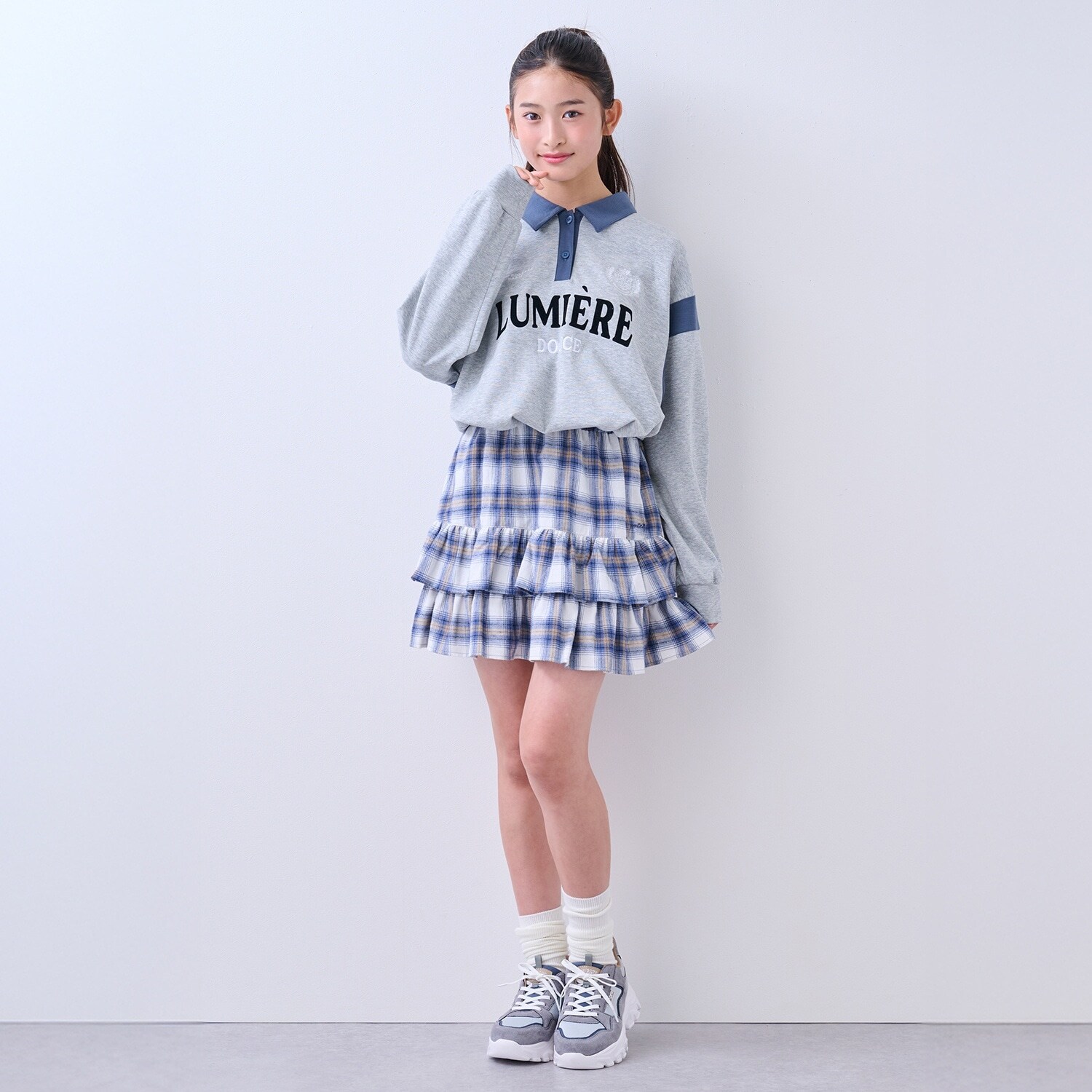 チェックティアードスカート×インナーパンツ