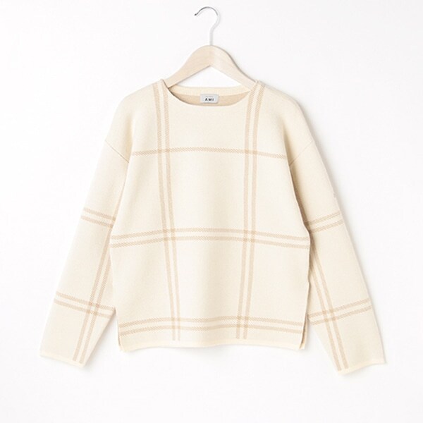 【AMI】チェック柄ニット
