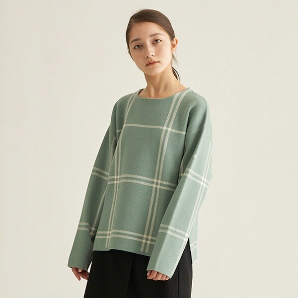 【AMI】チェック柄ニット