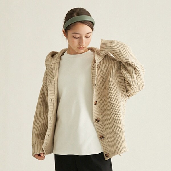 【AMI】7G-2WAYフードカーディガン
