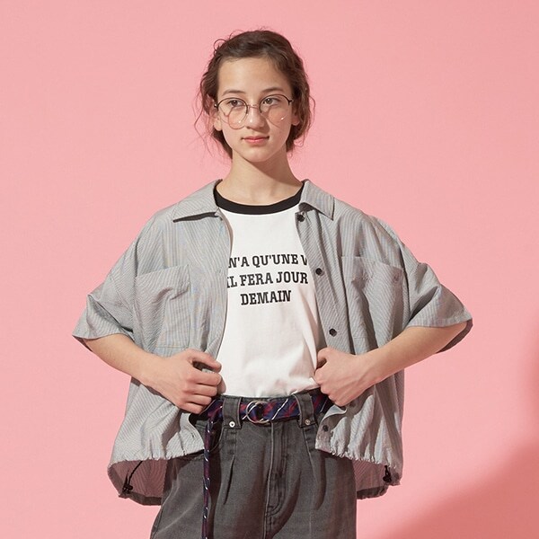 【AMI】ショート丈ストライプシャツ×インナーセット