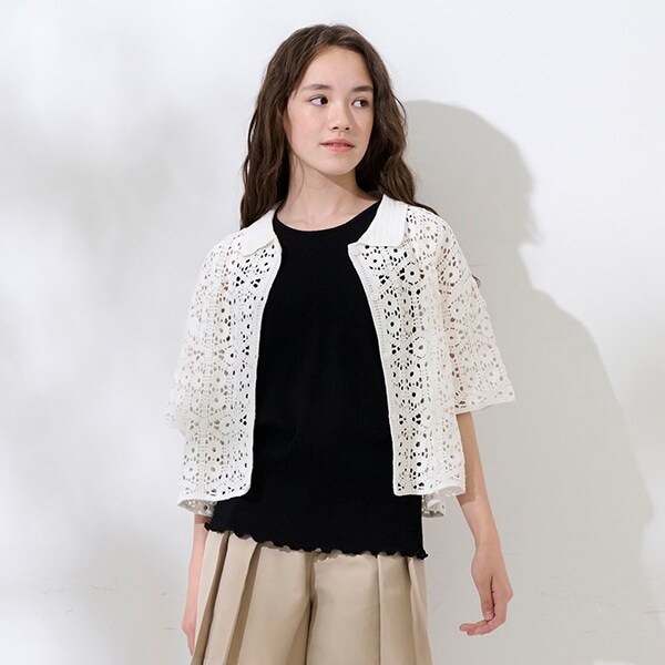 【AMI】かぎ針カーディガンカップつきインナーSET